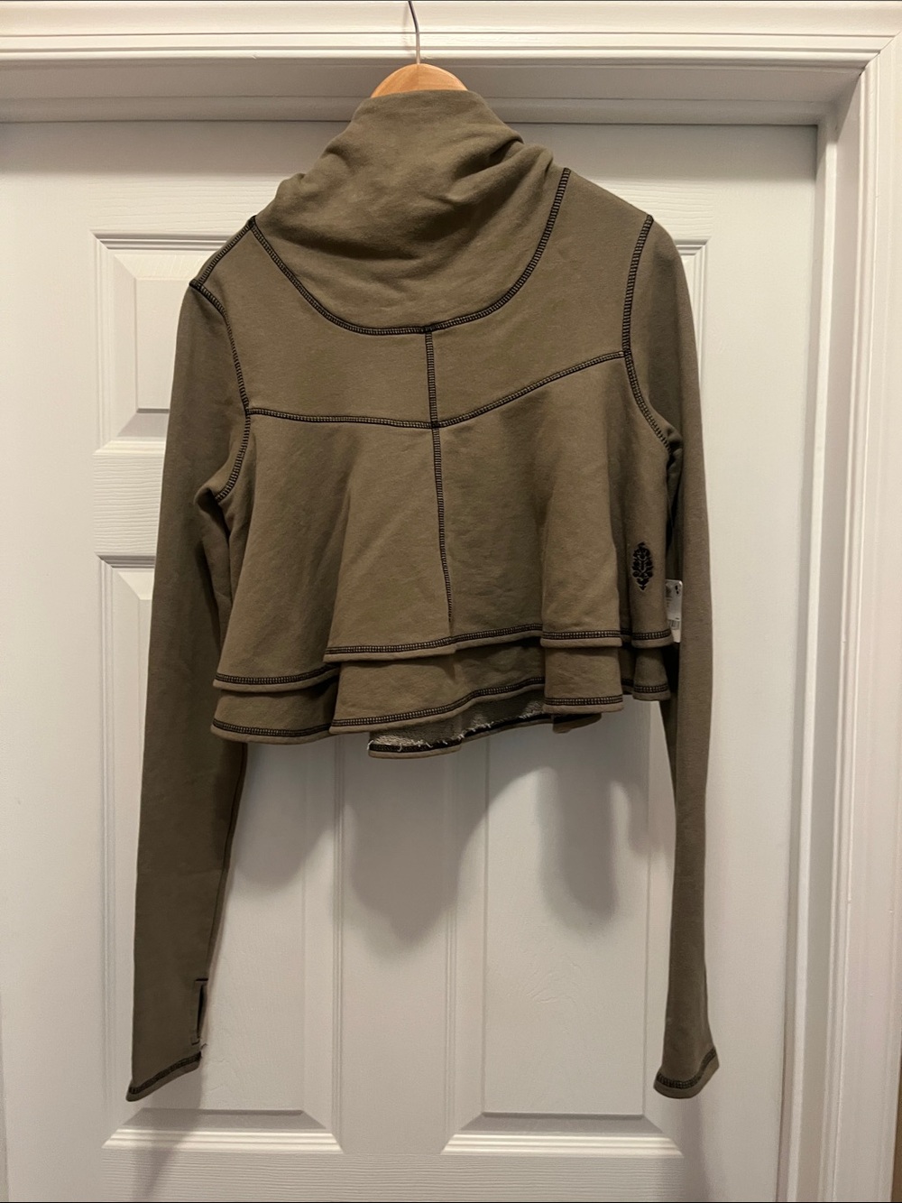 NWT free people, movement Womens Olive Tiered Funnel Neck hoodie